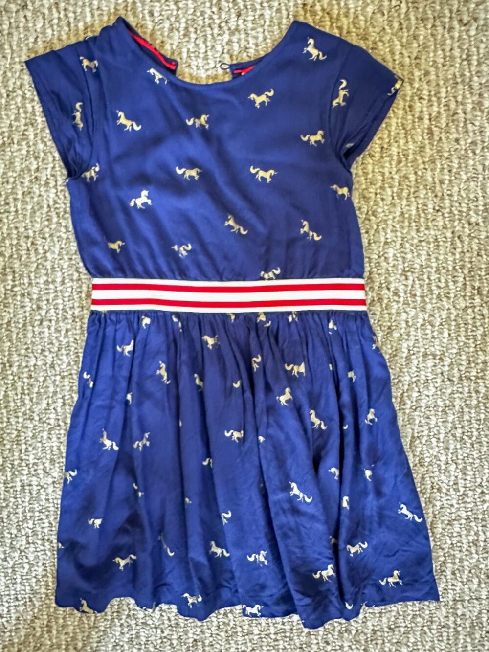 Mini Boden navy dress with silver unicorns